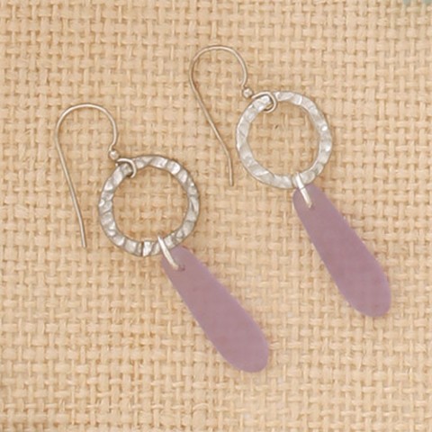 Circle Drop Long w/lavender Earrings